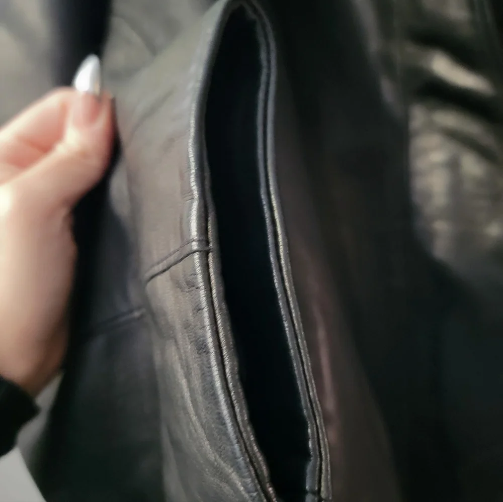 AllSaints Ryder Funnel Neck Cropped Lambskin Leather Jacket - Picture 7 of 13